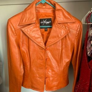 Orange leather jacket